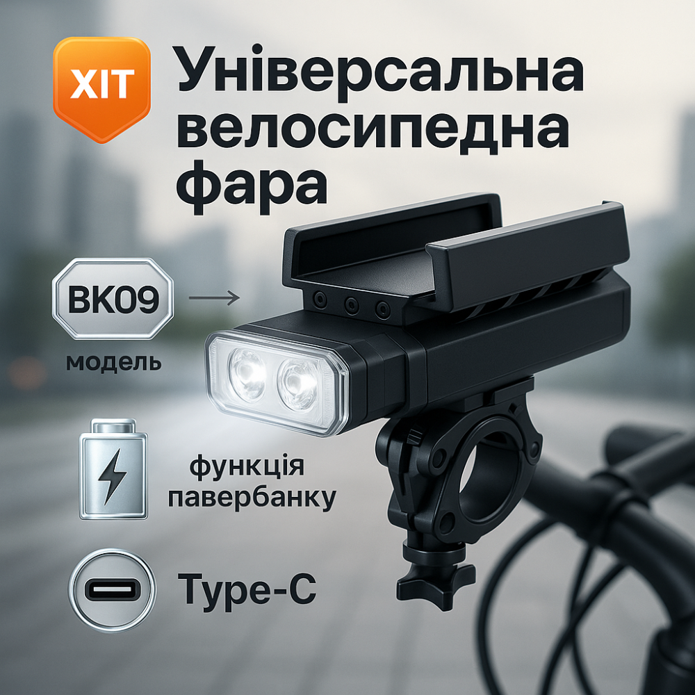 Мощный велосипедный фонарь с зарядкой BK09/Z-03-3T6, Передняя фара с быстрой установкой на руль YF-65 Львов - изображение 7