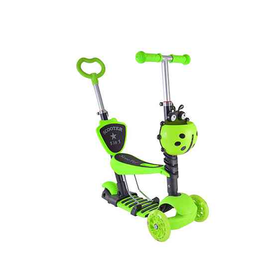 Детский самокат с родительской ручкой Bambi SC20139 колеса PU со светом Зеленый Винница