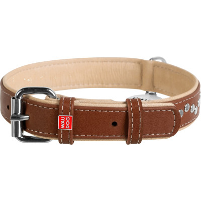 Ошейник для животных WAUDOG Soft с QR паспортом металлические украшения S коричневый (7197) Винница - изображение 1