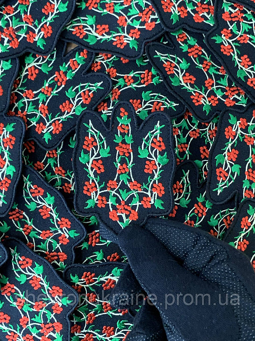 Шеврон Герб Украины ветки калины (Форма контурная. На липучке) Размер 9x7см Киев - изображение 5