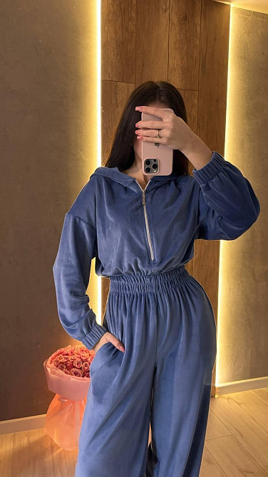 Жіночий стильний повсякденний комбінезон велюр плюш Джинс, 42/44 Одеса - фото 4