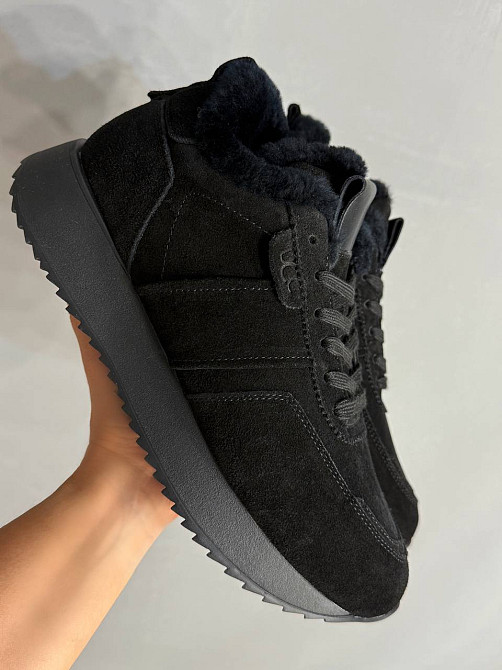 Кросівки жіночі Hengji U-1 натуральна замша утеплені хутром чорні, 36, 23 см Київ - фото 2