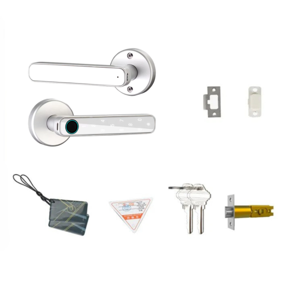 Умный дверной замок с Bluetooth кодовый KHS-FT01 с ключ-картой и отпечатком пальца, серебристый Каменец-Подольский