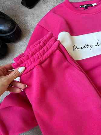 Жіночий стильний теплий костюм двойка тринитка на Флісі Рожевий Одеса