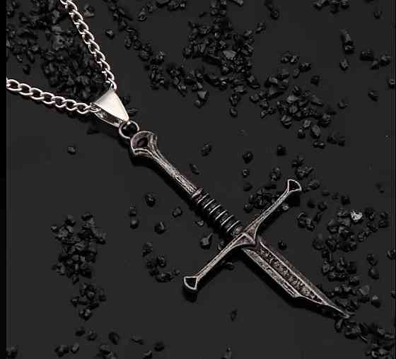 Кулон меч готичний на ланцюжку – темне срібло Київ