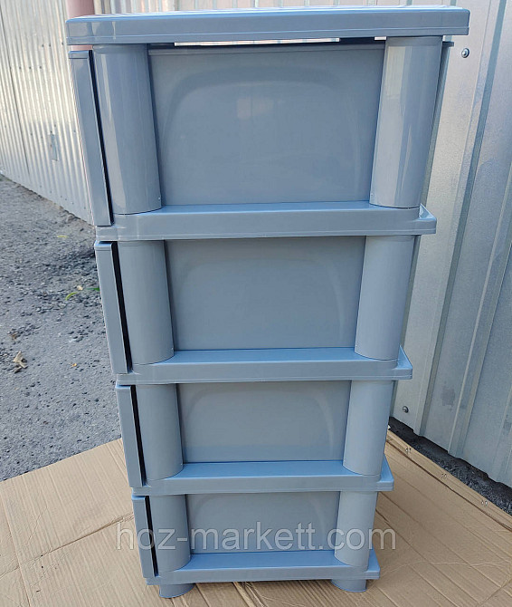 Пластиковый серый комод Смужки розовые Харьков - изображение 9