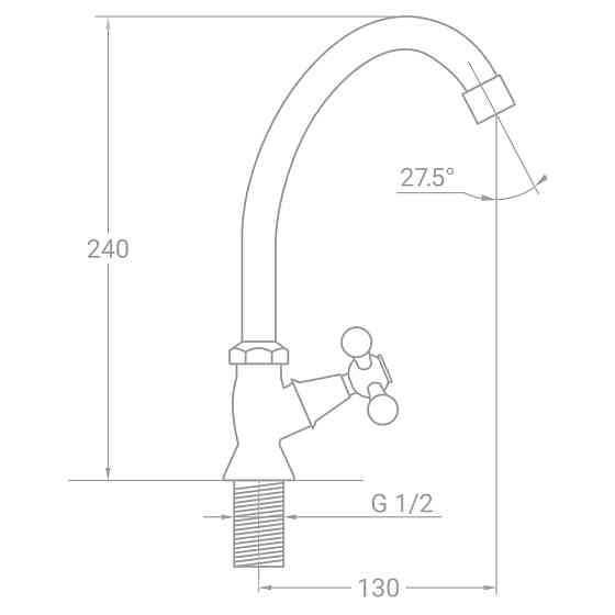 TAU Смеситель VN 1/2" монокран на гайке TAU (VN-1G160C) Киев