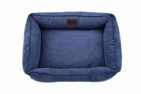 Лежак для Собак Котів та Кішок Dreamer Velvet Denim з бортами зі знімним чохлом синій м'яка лежанка L Одеса