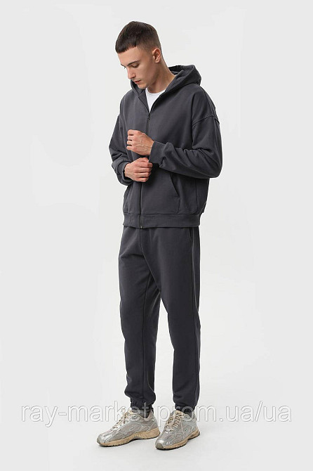 Костюм чоловічий худі на блискавці та штани Темно-сірий  RAY PREMIUM LOOSE U0809 (U0809M-Dark Grey) XL Київ - фото 2