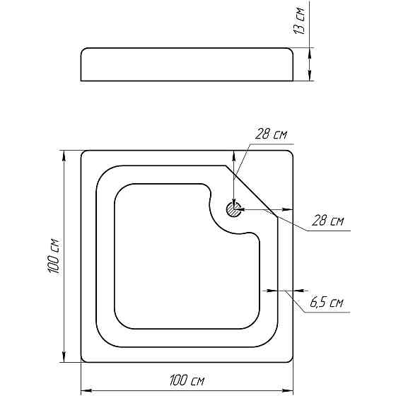 Душовий піддон квадратний LUBAWA SL100F (SL100) BRAVO (1уп.) Тернополь