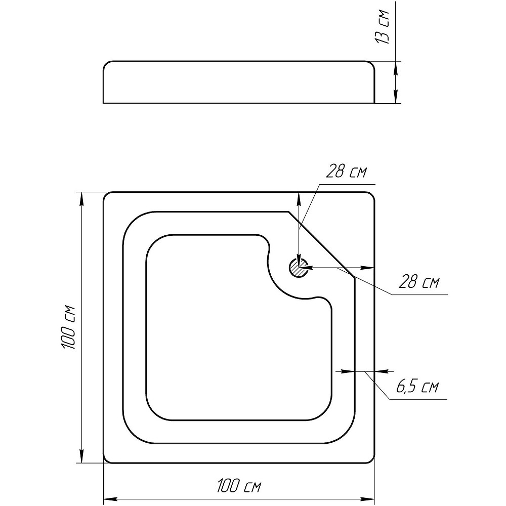 Душовий піддон квадратний LUBAWA SL100F (SL100) BRAVO (1уп.) Тернополь - изображение 5