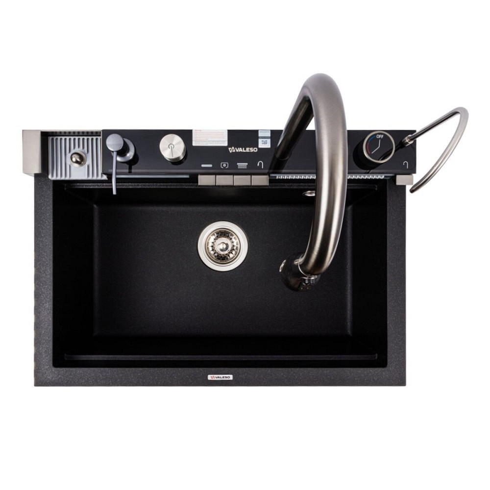 VALESO Гранітна мийка VALESO IRENA 6846 матова Чорний металік Коломия - фото 9