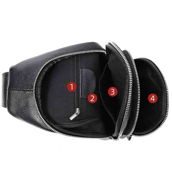 Мужской нагрудный кожаный слинг 18х32х7, сумка-рюкзак через плечо TIDING BAG-MK 83423 черная Киев