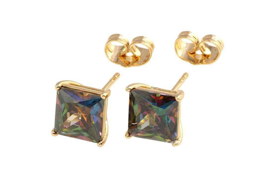 Серьги Позолота 18K пусеты Фианиты хамелеон 8х8мм (184247) ТМ XUPING Киев - изображение 1
