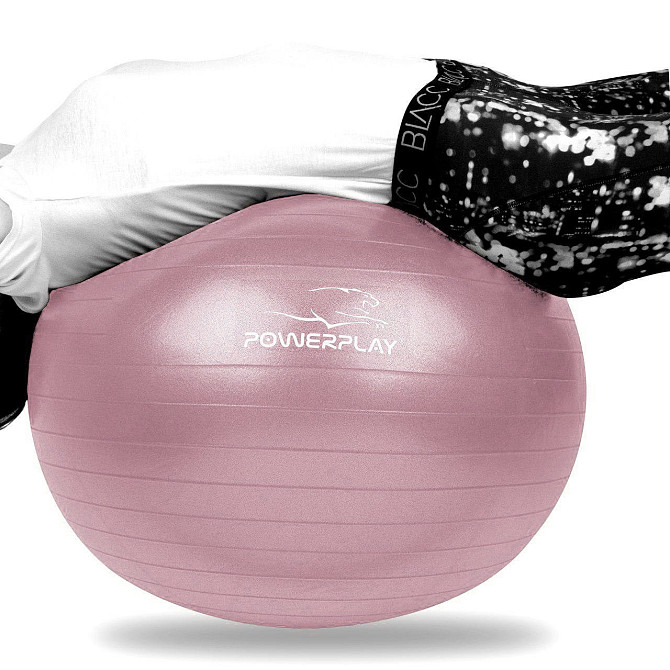 М'яч для фітнесу (фітбол) PowerPlay 4001 Ø65 cm Gymball Ліловий + помпа Каменское - изображение 10