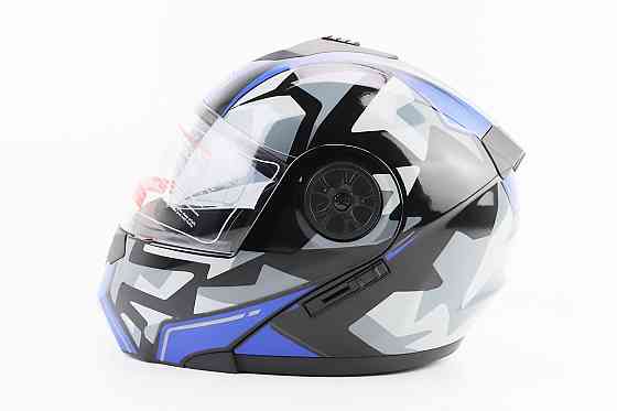 Шолом модуляр, закритий з відкидним підборіддям+відкидні окуляри BLD-159 L (59-60см), ЧОРНО-СИНІЙ Киев