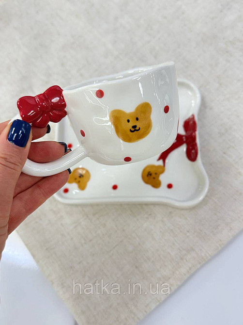 Чашка з блюдцем кераміка Olens "Банти та мішки" 220 мл 8030-439 Київ - фото 3