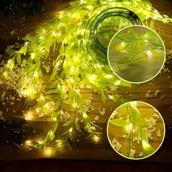 Гирлянда Роса с LED-подсветкой "Зеленая Верба" ​​2, Теплый свет SF-56 Коломия