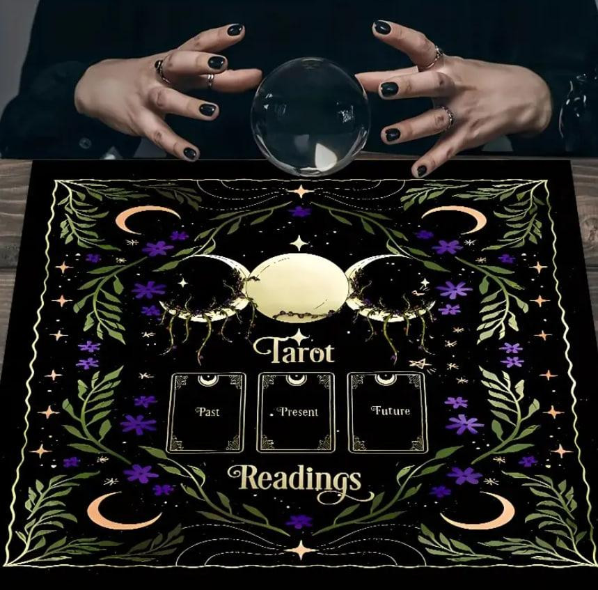 Алтарная скатерть для карт Таро и Рун. Скатерть для гадания 49*49 см.Скатерть тройная луна, фазы Лун Киев - изображение 3