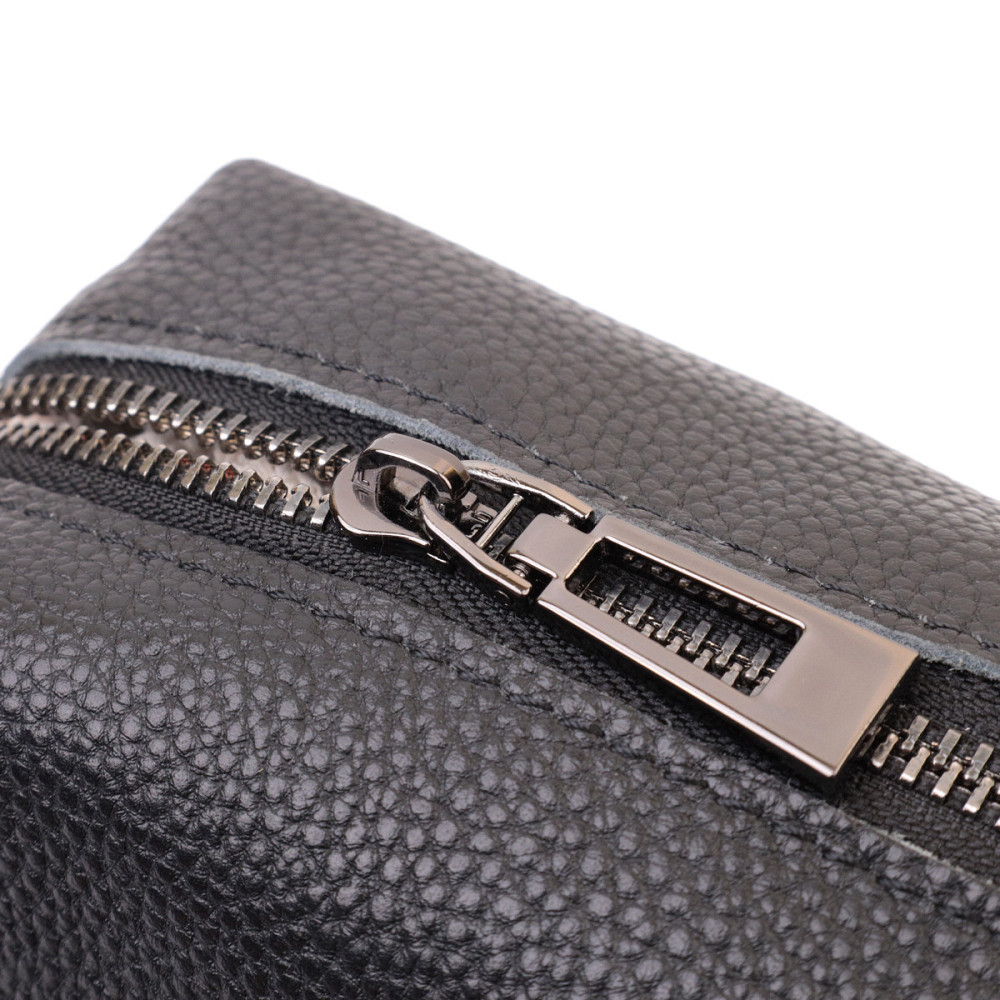 Сумка на одне відділення в класичному кольорі з натуральної шкіри Vintage 22606 Чорна Київ - фото 8