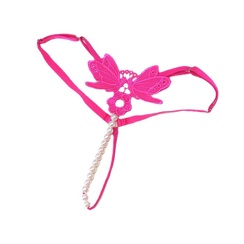 Труси з намистом метеликами та квіточкою one size малиновий Київ - фото 4