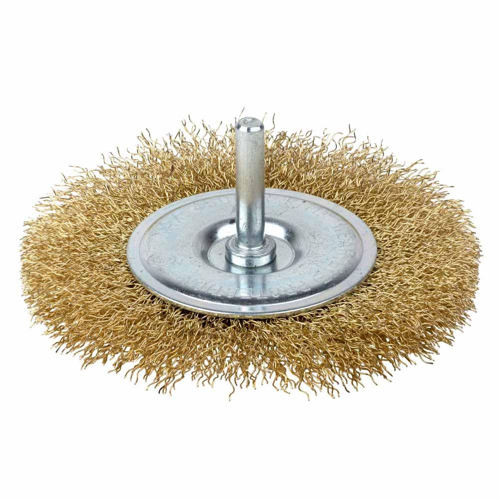 Щітка дротяна дископодібна Ø100мм хвостовик Ø6мм (латунированная) GRAD (9032105) Рівне - фото 1