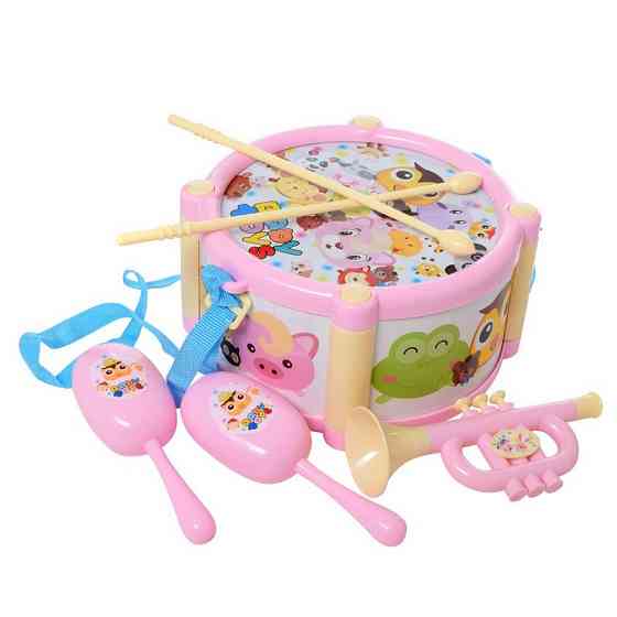 Детские Музыкальные инструменты 890-18(Pink) барабан, дудка, маракасы Винница