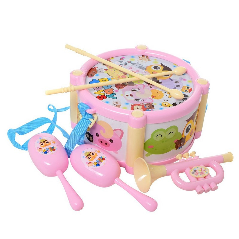 Детские Музыкальные инструменты 890-18(Pink) барабан, дудка, маракасы Винница - изображение 1
