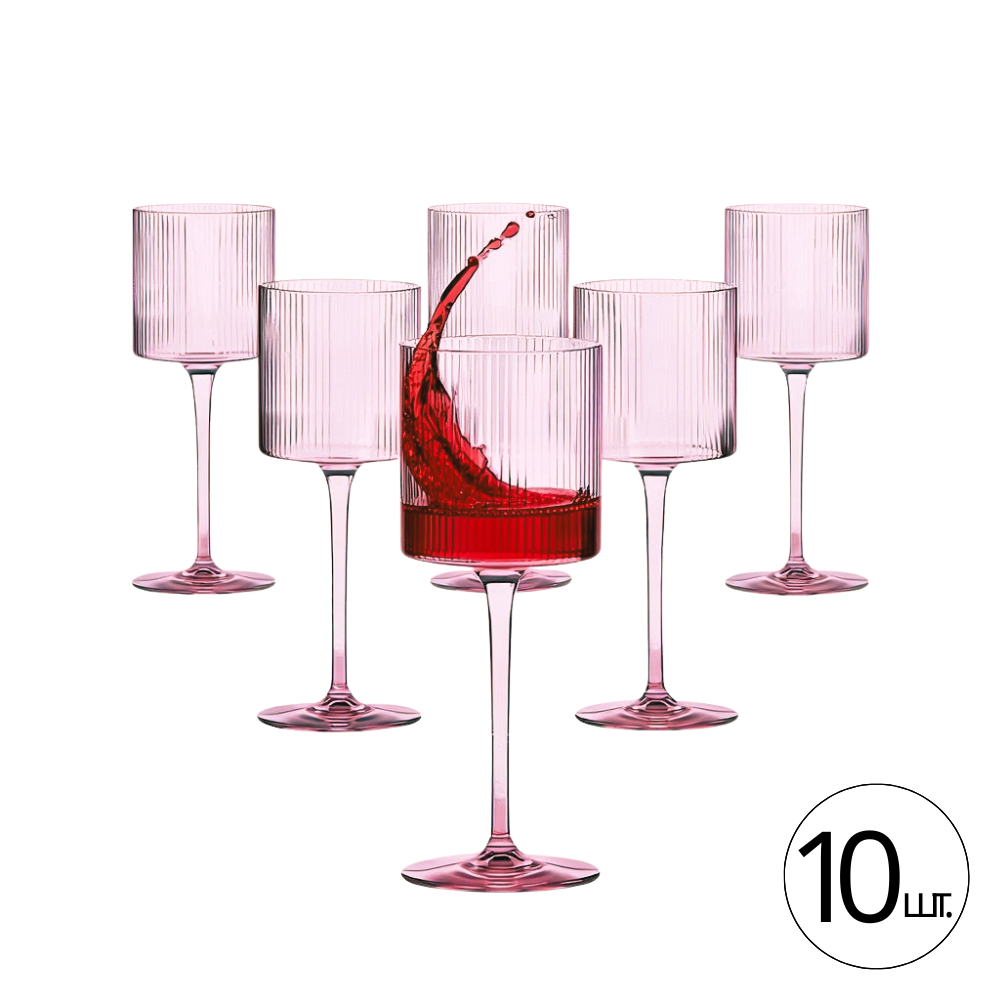 Бокал для вина 350 мл, 1 шт, многоразовый, пластиковый, прочный для вин и напитков прозрачно-розовый Каменец-Подольский - изображение 1