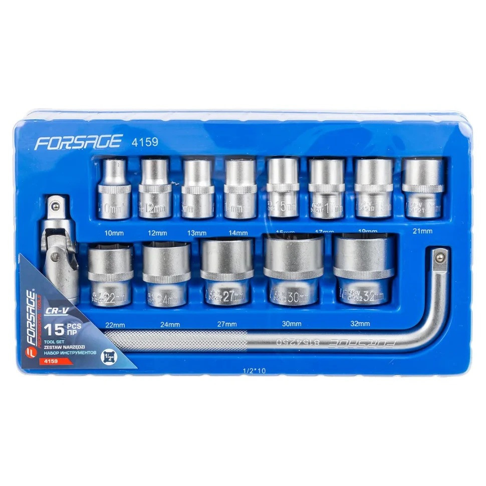 Набір головок 1/2", 15 предметів Forsage F-4159 Одеса - фото 1