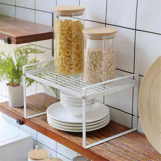 Кухонная дополнительная полочка, подставка, стеллаж в шкаф металлическая 33см White Винница