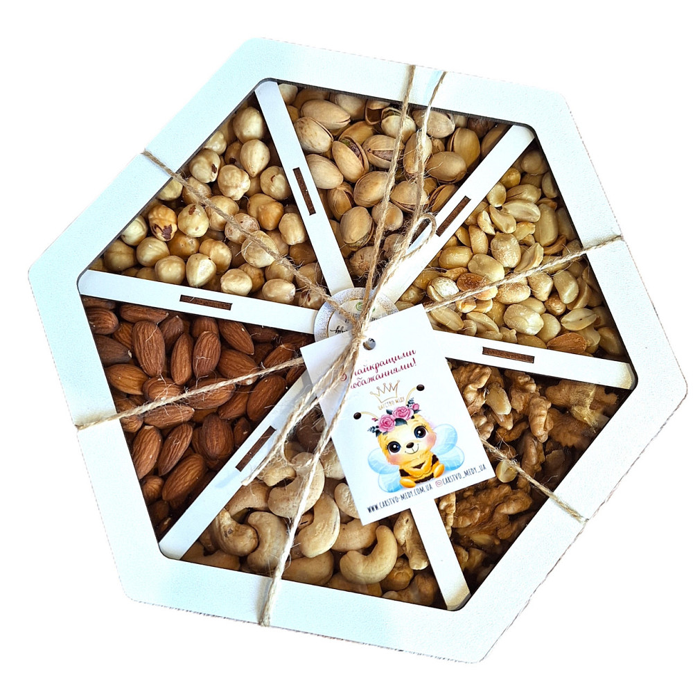 Подарунковий набір горішків у дерев'яній коробочці 450 грамів Одеса - фото 2