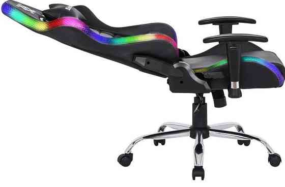 Геймерське крісло Defender Ultimate поліуританове з RGB підсвічуванням (Чорне) Вінниця