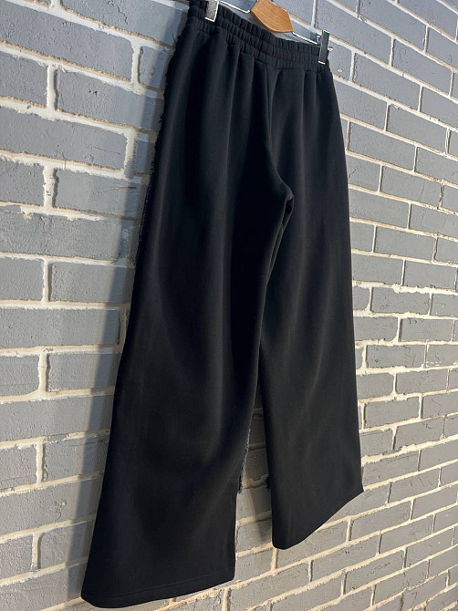 Джинси жіночі I8 80085-186 комбіновані з трикотажем рвані палаццо талія на резинці фліс чорний, чорний, XS, XS, 70 см, 98 см Київ - фото 8