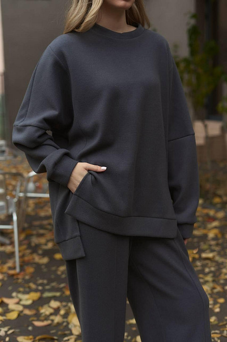 Жіночий теплий базовий костюм-двійка з двосторонньої ангори Графіт Одеса - фото 6