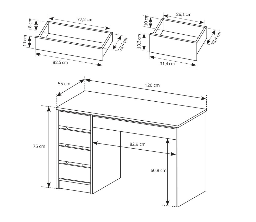 Стіл туалетний письмовий Perfect Home Ада / Ada 5S/120 з 5 шухядами Білий глянець (PFH-091306) Дніпро - фото 3