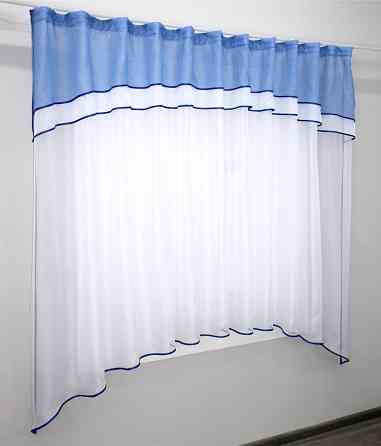 Кухонная гардина VR-Textil № 036к арка белый с голубым 280х170 см (52-0361) Киев