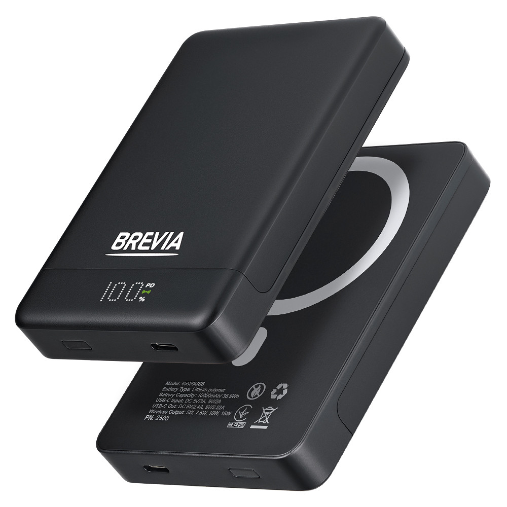 Повербанк (Power Bank) Brevia ePower 10000mAh MagSafe SuperSlim PD20W, Q15W LCD черный Львов - изображение 3