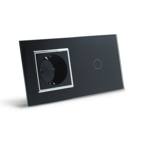 LIVOLO Сенсорний вимикач 1 сенсор 1 розетка Livolo чорний хром скло (VL-C701/C7C1EU-12C) Коломия