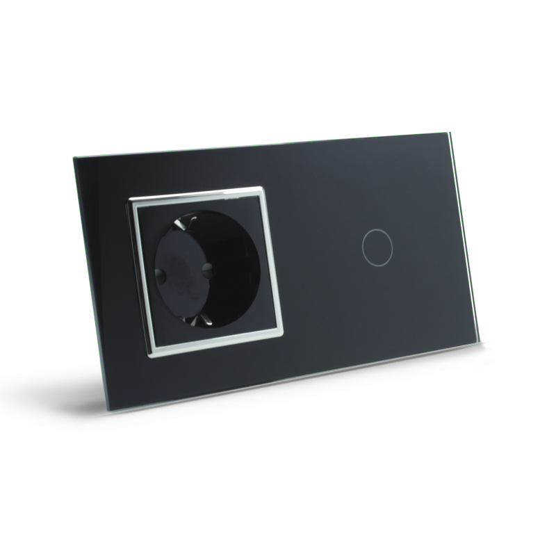 LIVOLO Сенсорний вимикач 1 сенсор 1 розетка Livolo чорний хром скло (VL-C701/C7C1EU-12C) Коломия - фото 3