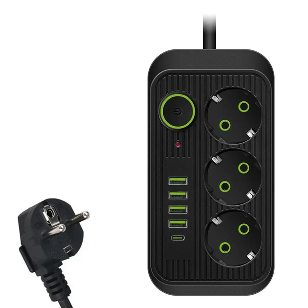 Сетевой фильтр 2 м, 3 розетки +4USB+Type-C Харьков - изображение 2