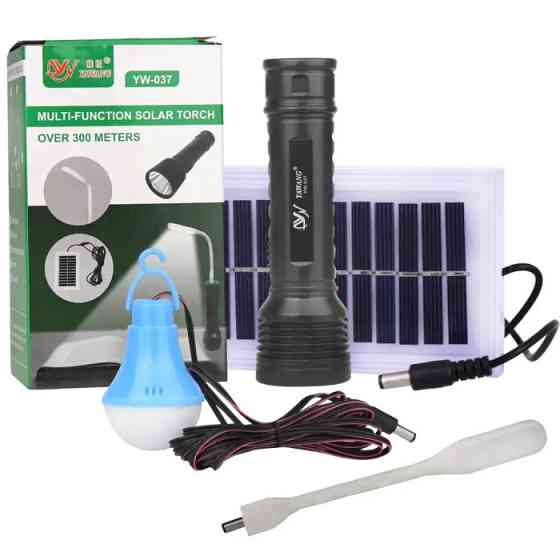 Ручний ліхтарик Bailong BL YW-037 з LED лампою, акумулятором та сонячною батареєю, багатофункціональний Одеса