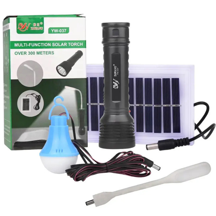 Ручной фонарик Bailong BL YW-037 с LED лампой, аккумулятором и солнечной батареей, многофункциональный Одесса - изображение 5