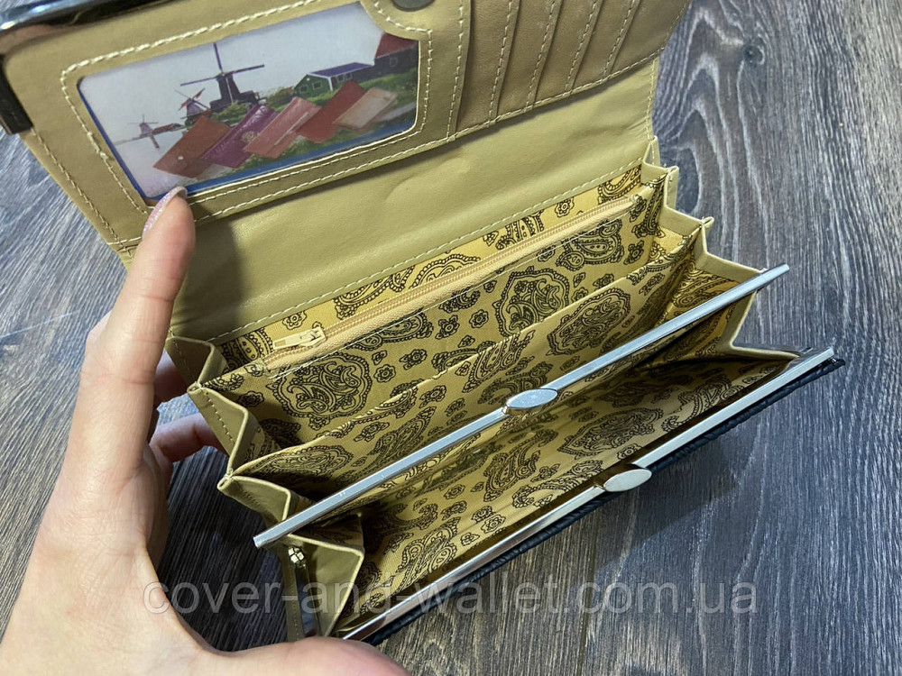 Недорогий жіночий гаманець на магнітній застібці чорного кольору Kivi Київ - фото 7