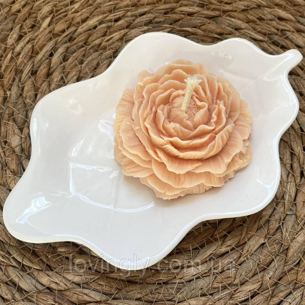 Свічка у формі троянди 8 см Колір Персик - натуральний віск, ручна робота, приємний аромат, стильна коробка Ірпінь - фото 3