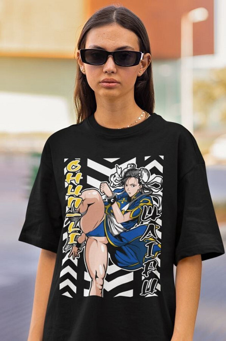 Футболка для хлопчика з аніме принтом Кхун Лі Стреет Фігхтер оверсайз (зріст від 165 до 180) Чорний AnimeJ0935m Дніпро - фото 2