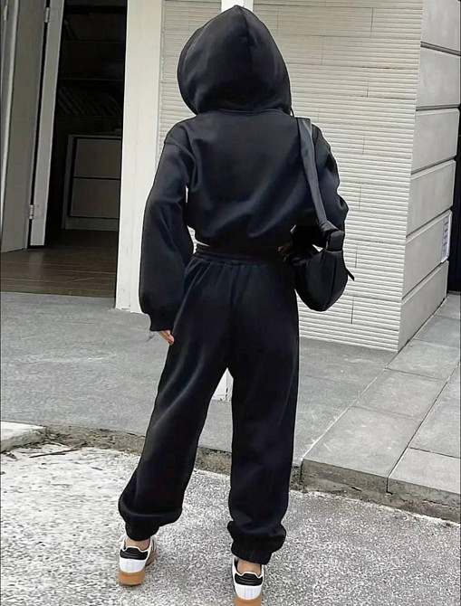 Жіночий теплий базовий костюм-двійка: соп худі+джогера тринитка на флісі Графіт Одеса - фото 2