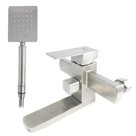 Смеситель для ванны с душевым гарнитуром Wezer PRO3-02 сатин Киев