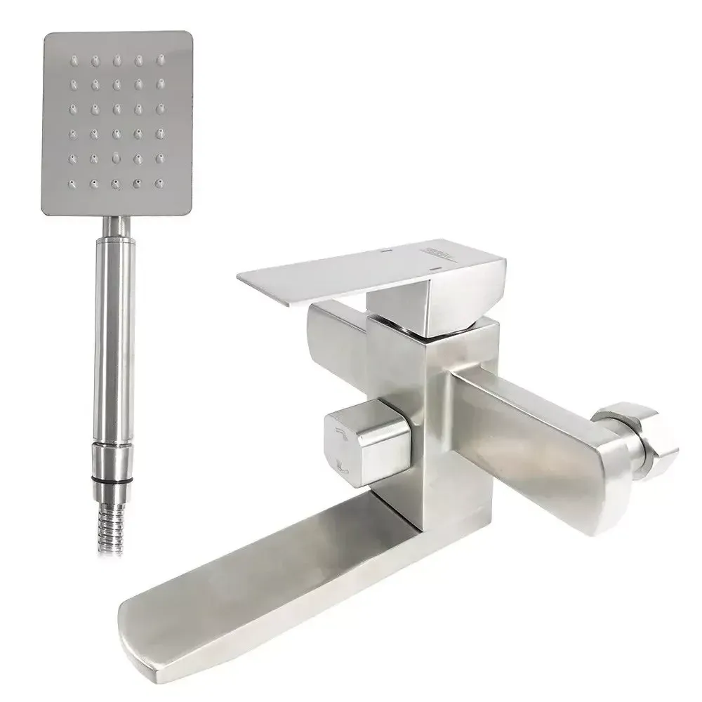 Смеситель для ванны с душевым гарнитуром Wezer PRO3-02 сатин Киев - изображение 2