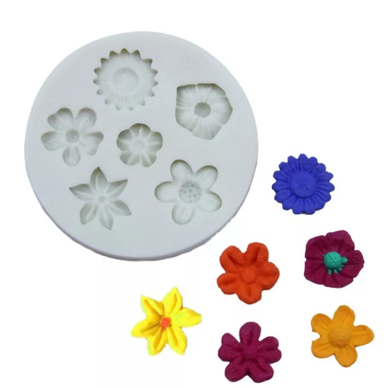 Молд силиконовый Цветы 8 см серый Киев - изображение 1